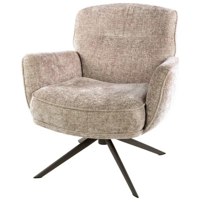 Nest of Nora Fauteuil Vinja - 360° draaibaar met pocketvering - Chenille bekleding - Hoven zand-bruin