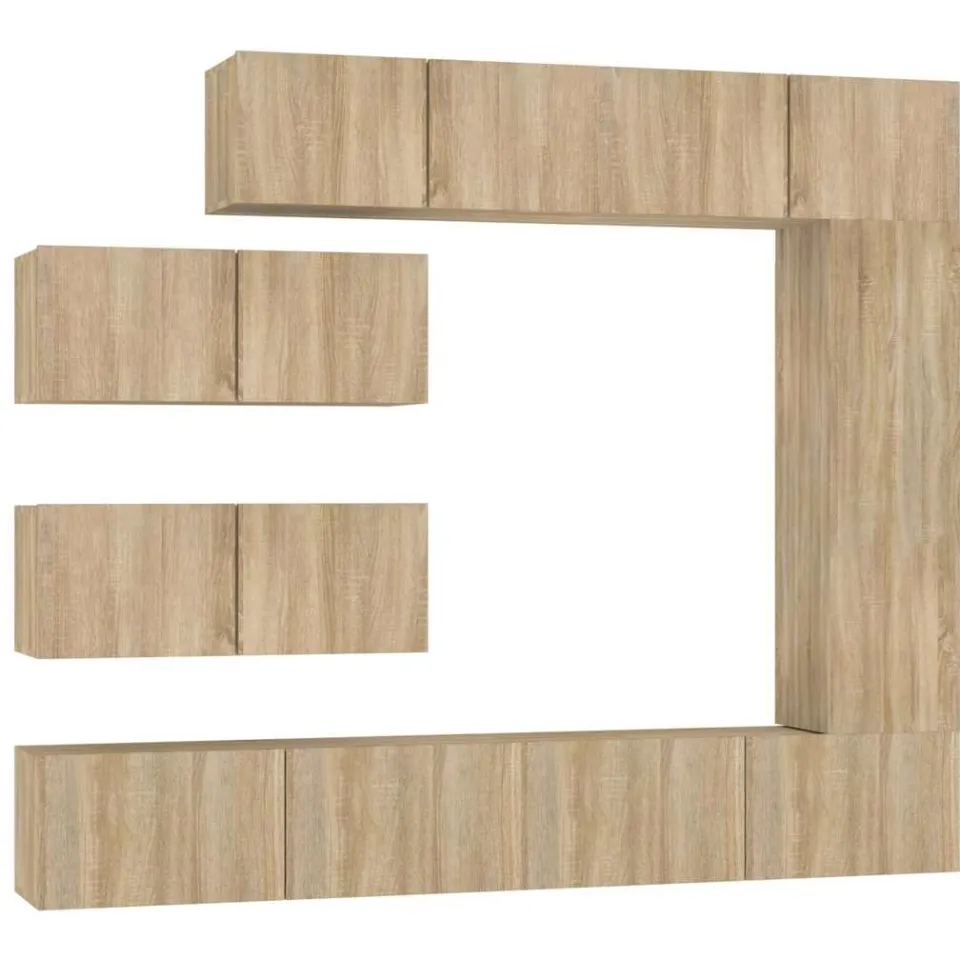 vidaXL 7-delige Tv-meubelset bewerkt hout sonoma eikenkleurig Bruin