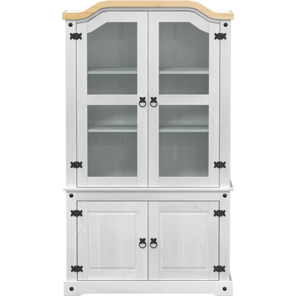 vidaXL Vitrinekast Wit 103,5 x 42 x 180 cm Massief grenenhout, foto 4