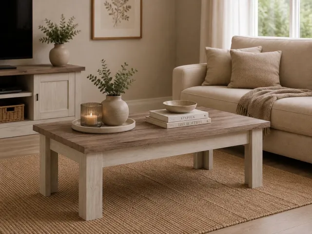 BELFURN Landelijke salontafel Elyna blank