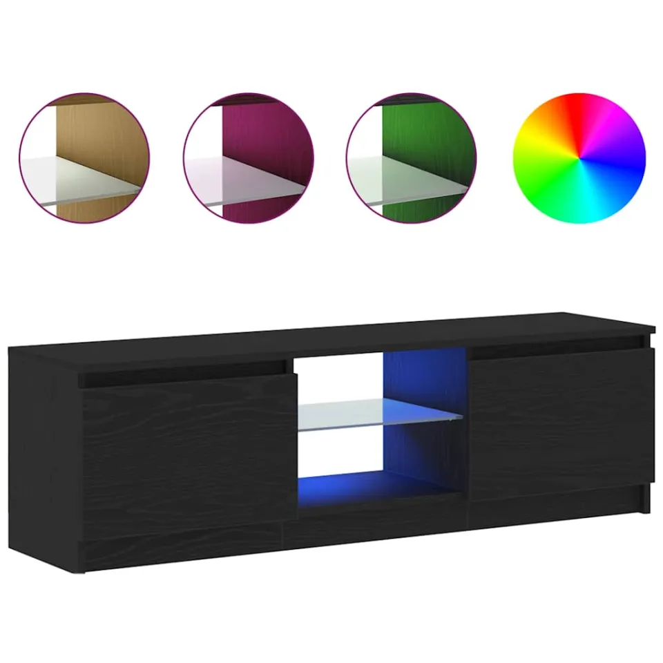 vidaXL Tv-meubel met LED 120x30x36 cm bewerkt hout zwart eiken, foto 3
