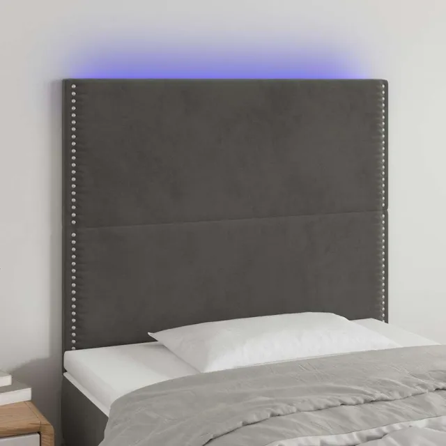 vidaXL Hoofdbord LED 80x5x118/128 cm fluweel donkergrijs grijs