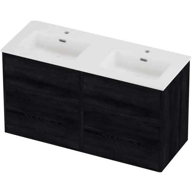 Proline Tribute Badmeubelset Porselein Elegant Voor Grepen 120x46x67 cm Mat White Black Oak Eiken