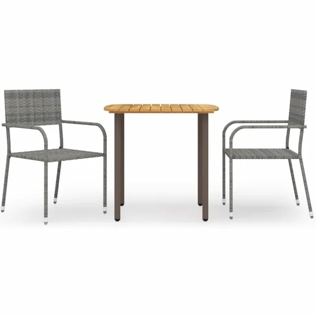 vidaXL 3-delige Tuinset poly rattan grijs, foto 2