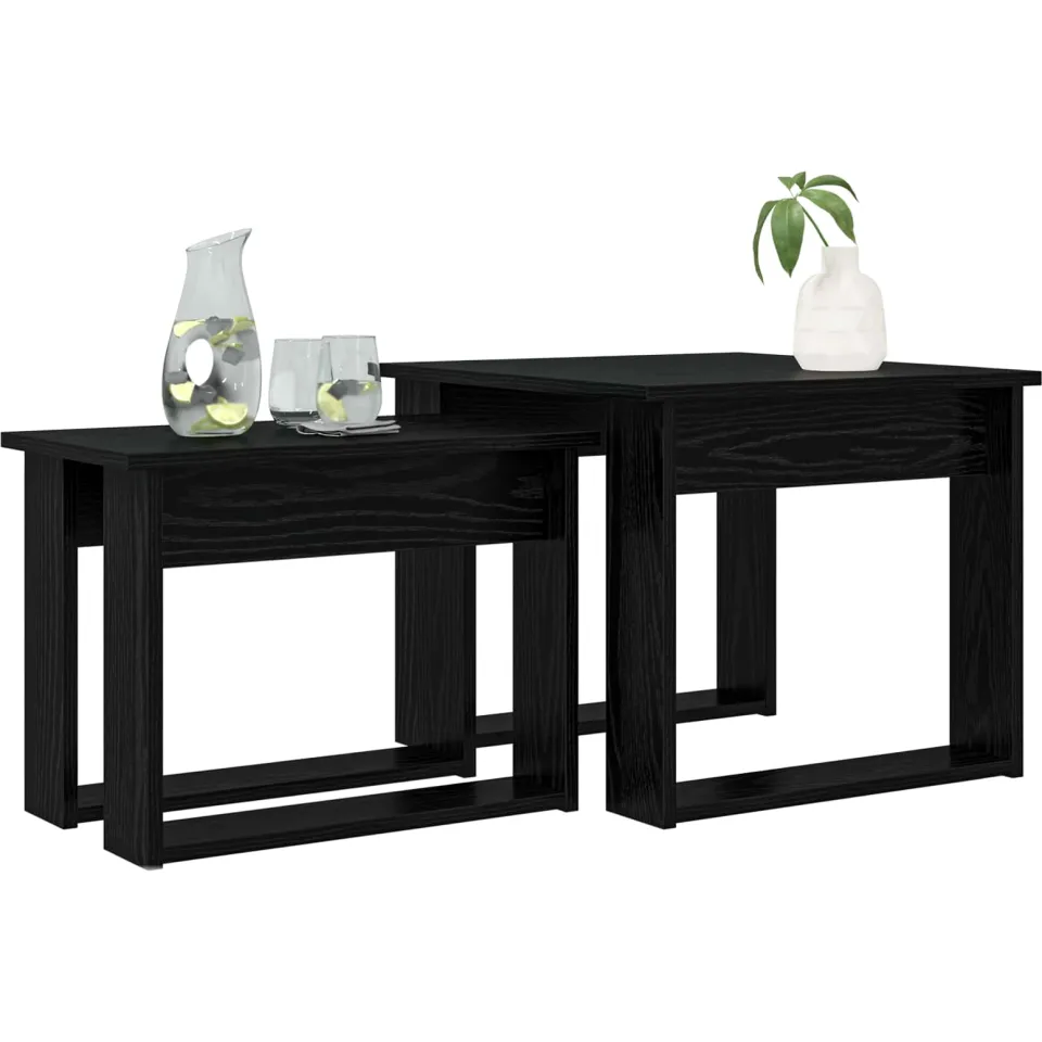 vidaXL Koffietafel Set 2 st Zwart Eiken 50 x 52 x 42 cm Bewerkt hout, foto 2