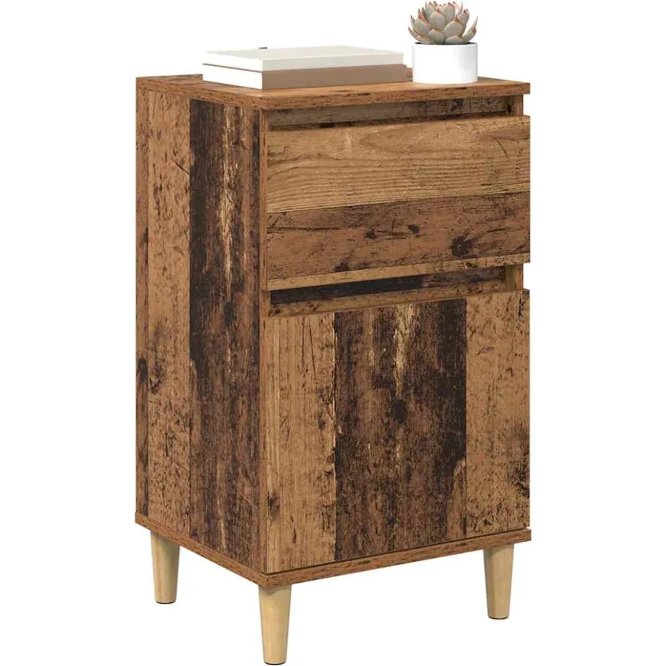 vidaXL Nachtkastje Oudhout 40 x 35 x 70 cm Bewerkt hout Bruin