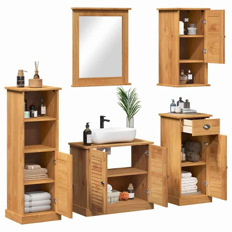 vidaXL Badkamermeubelset VIGO 5 st Honingbruin 37 x 34 x 110 cm