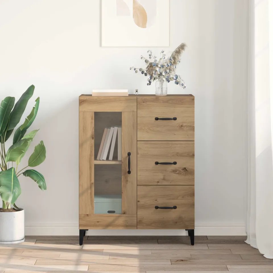 vidaXL Dressoir Artisan Eiken 69,5 x 34 x 90 cm, foto 4
