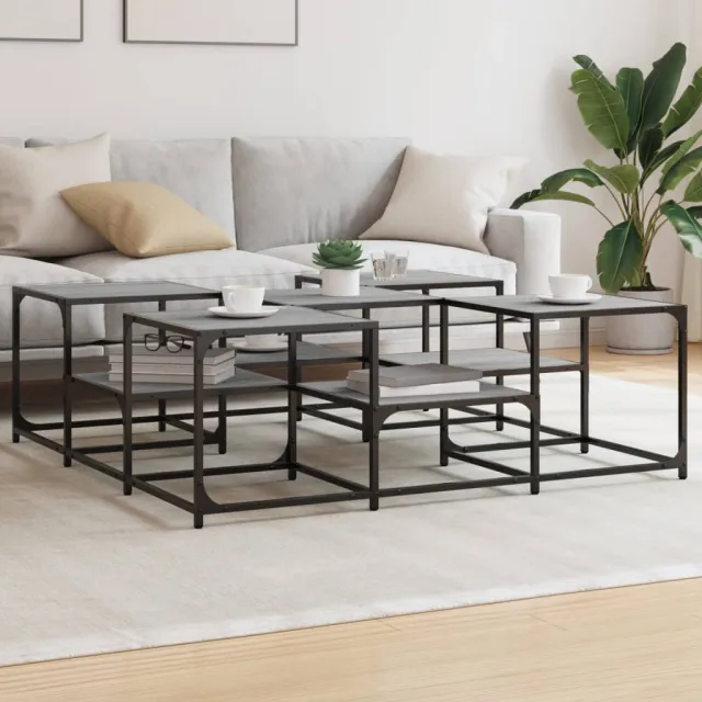 vidaXL Salontafel 121x121x40 cm bewerkt hout grijs sonoma eikenkleurig, foto 2