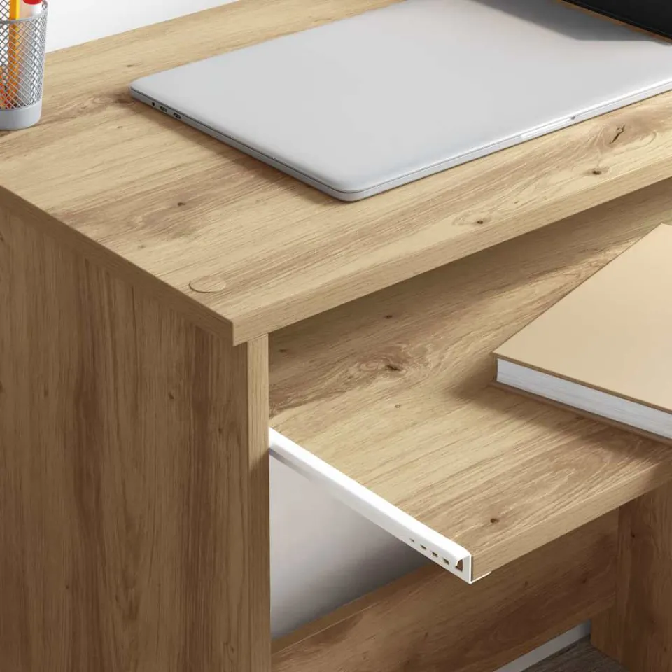 vidaXL Bureau Artisan Eiken 120,5 x 44 x 88,5 cm Bewerkt hout, foto 4