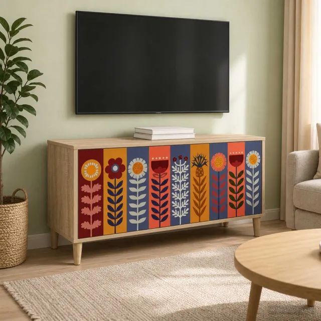 vidaXL Tv-meubel ESSEN 102 x 33 x 50 cm Sonoma Bewerkt hout bruin, foto 2
