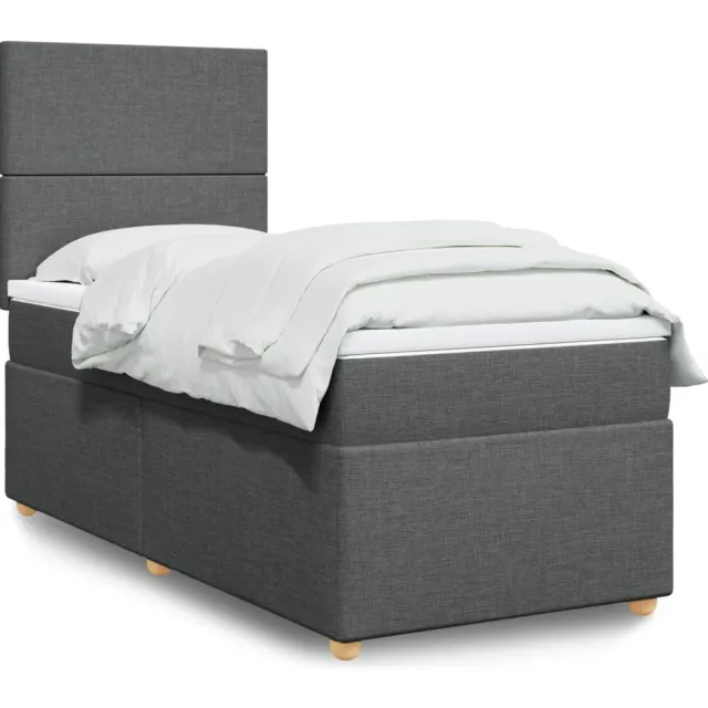 vidaXL Boxspring met matras stof donkergrijs 100x200 cm grijs