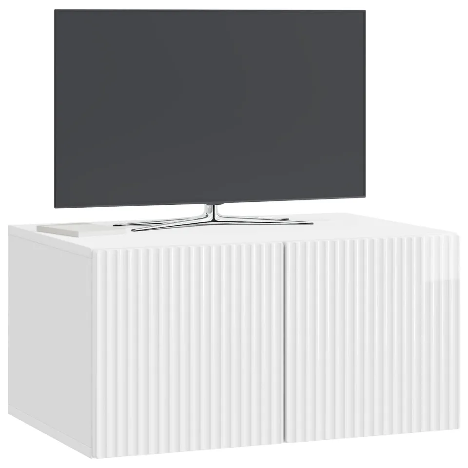 vidaXL Wandbeugel TV-kast 59,5 x 41 x 30 cm Hoogglans Wit Bewerkt hout, foto 2