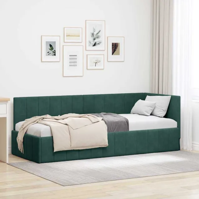 vidaXL Hoekbedframe Donkergroen 80 x 200 cm fluweel