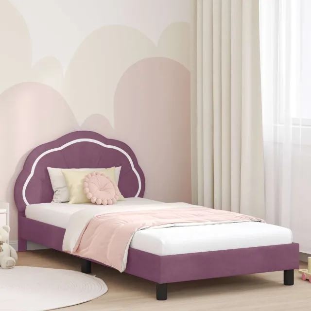 vidaXL Bedframe voor kinderen met hoofdbord Paars 90 x 190 cm Fluweel