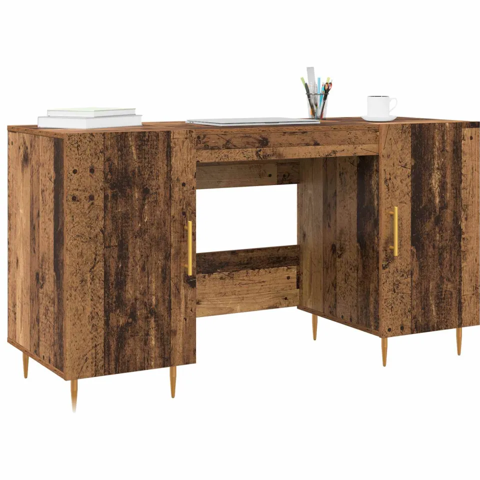 vidaXL Bureau Oud hout Bewerkt hout Bruin