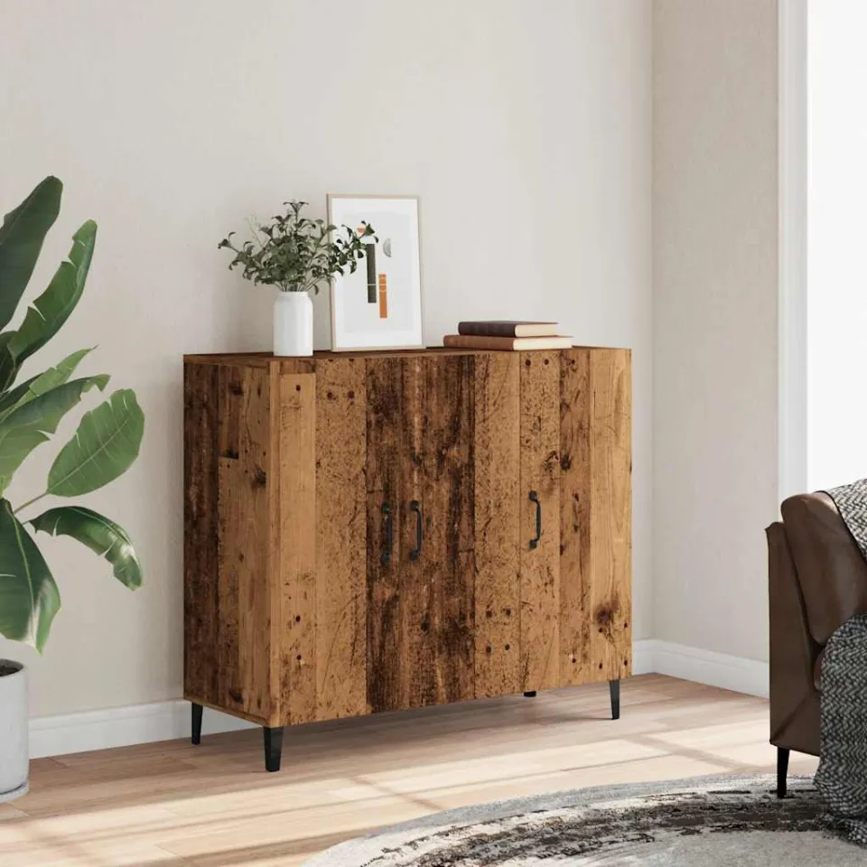 vidaXL Dressoir 90x34x80 cm bewerkt hout oud houtkleurig bruin, foto 3
