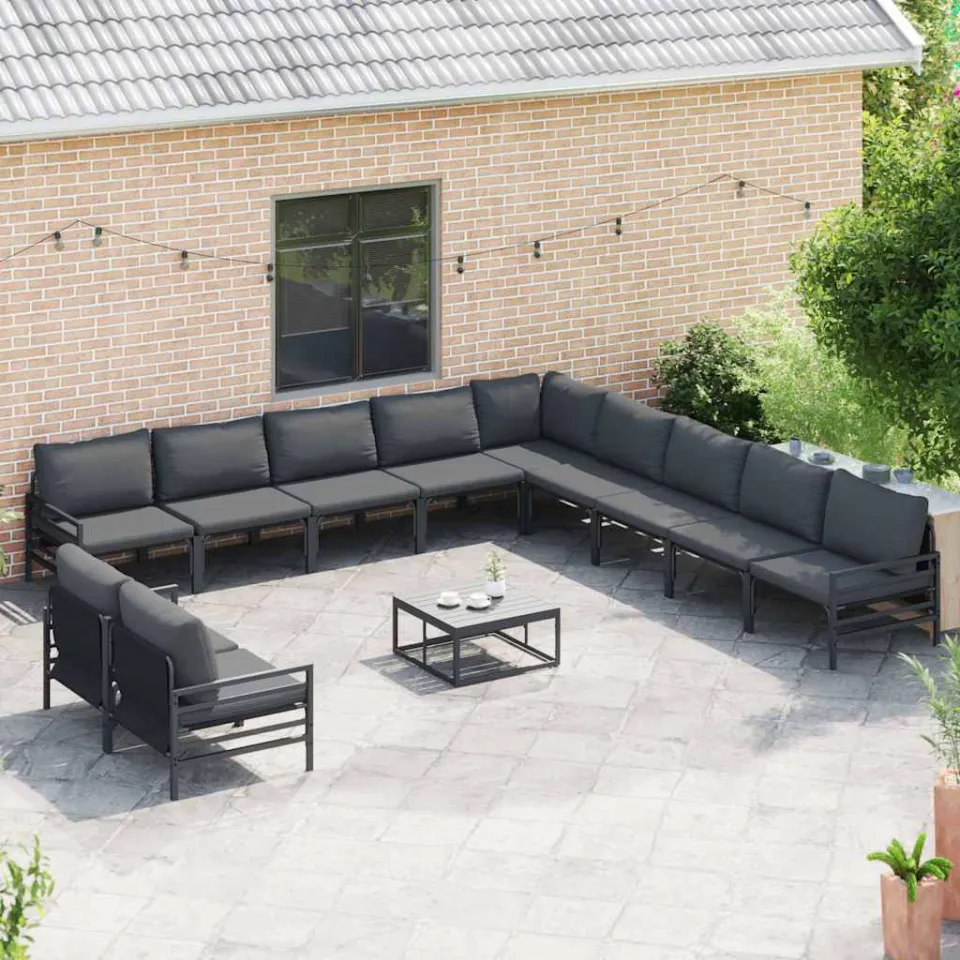 vidaXL Tuinbankenset 12 st Zwart Staal, foto 3
