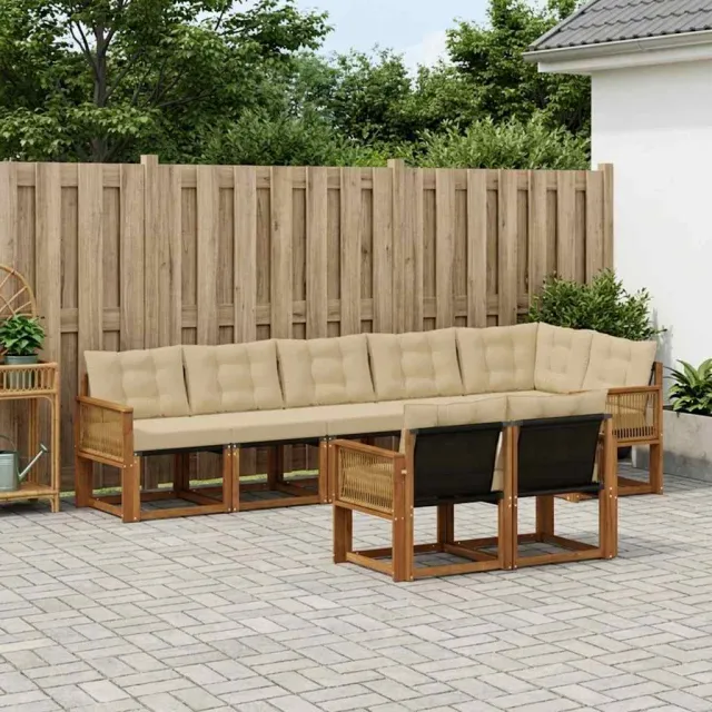 vidaXL Buiten bankenset 8 st 7-zits Natuurlijk en Beige