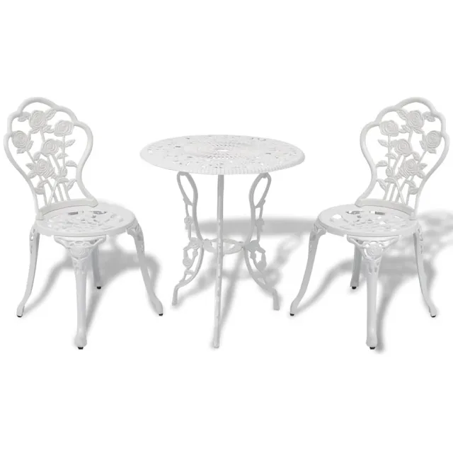 vidaXL 3-delige Bistroset gietaluminium wit