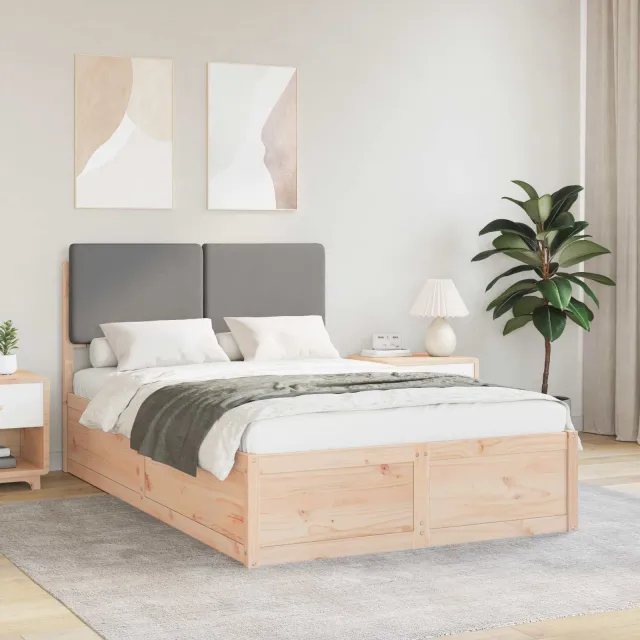 vidaXL Bedframe met Gevoerd Hoofdgedeelte Lichtgrijs 120 x 200 cm