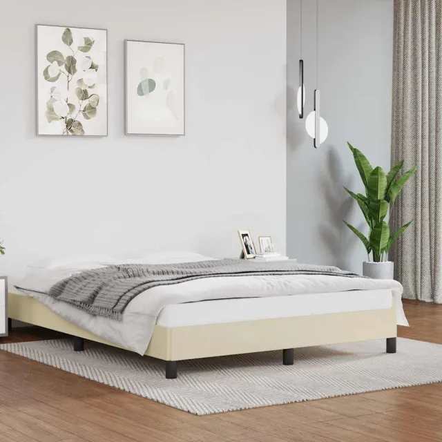 vidaXL Bedframe kunstleer crèmekleurig 140x200 cm