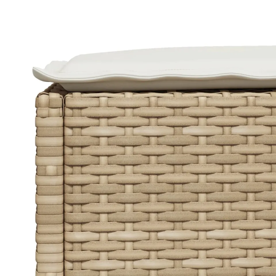 vidaXL Tuinkruk met kussen 63,5x56x32 cm poly rattan beige, foto 4