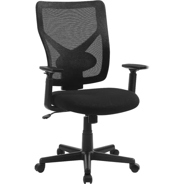 FurnStar Ergonomische Bureaustoel - Computerstoel Met Kantelmechanisme - Verstelbare Armleuningen - Draagvermogen Tot 120 Kg - Zwart