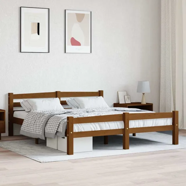 vidaXL Bedframe massief grenenhout honingbruin 160x200 cm bruin