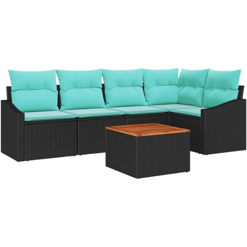 vidaXL Tuinbankenset 6 st Zwart poly rattan