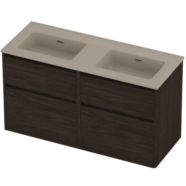 Proline Tribute Badmeubelset Porselein Elegant Dubbel 120x46x67 cm Mat Crème Cotton Mokka Oak Eiken