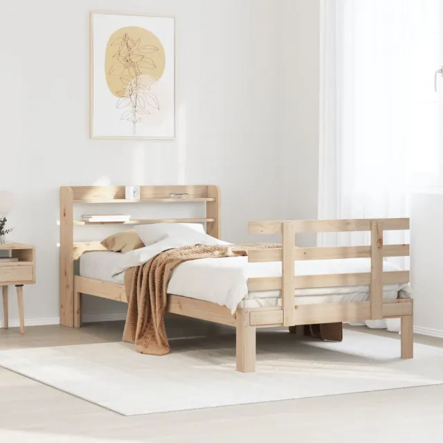 vidaXL Bedframe met hoofdbord massief grenenhout 100x200 cm bruin
