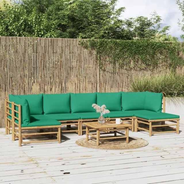 vidaXL 8-delige Loungeset met kussens bamboe groen, foto 2
