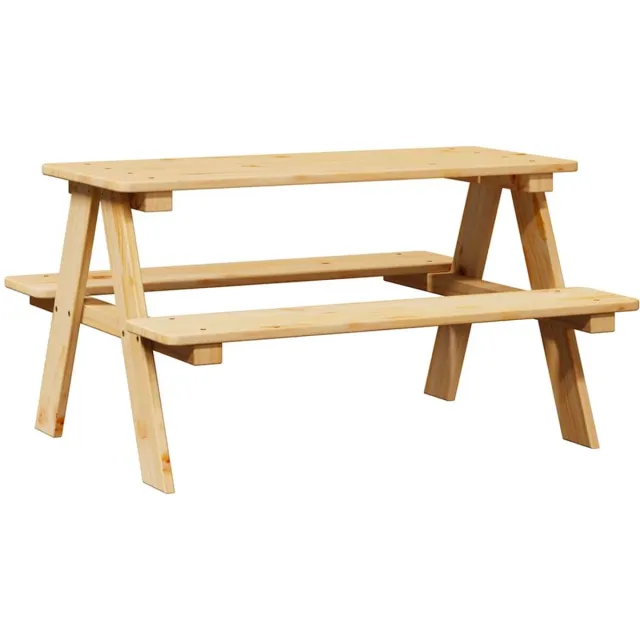 vidaXL Kindertafel - met - banken - 90x79,5x50 - cm - massief - hout Naturel