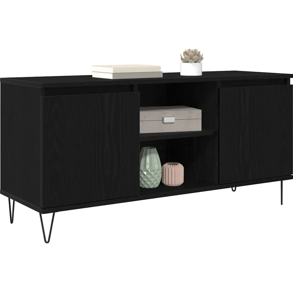 vidaXL TV-kast 104 x 35 x 50 cm Zwart Eiken Bewerkt hout