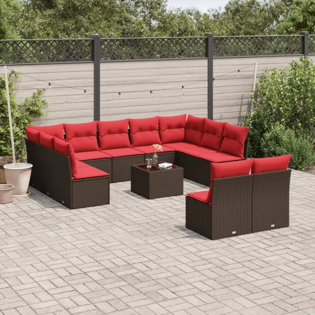vidaXL 12-delige tuinbankset met kussens, bruin polyrotan, foto 2