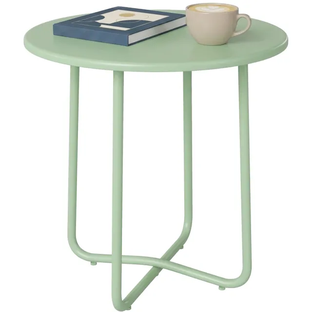 Lunpog Table d'appoint d'extérieur, petite table de balcon, table de jardin ronde - 48 cm - verte