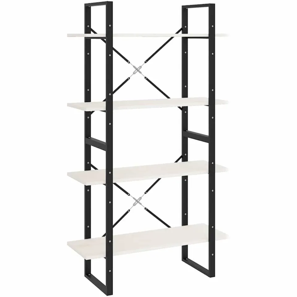 vidaXL Boekenkast met 4 schappen 80x30x140 cm massief grenenhout wit