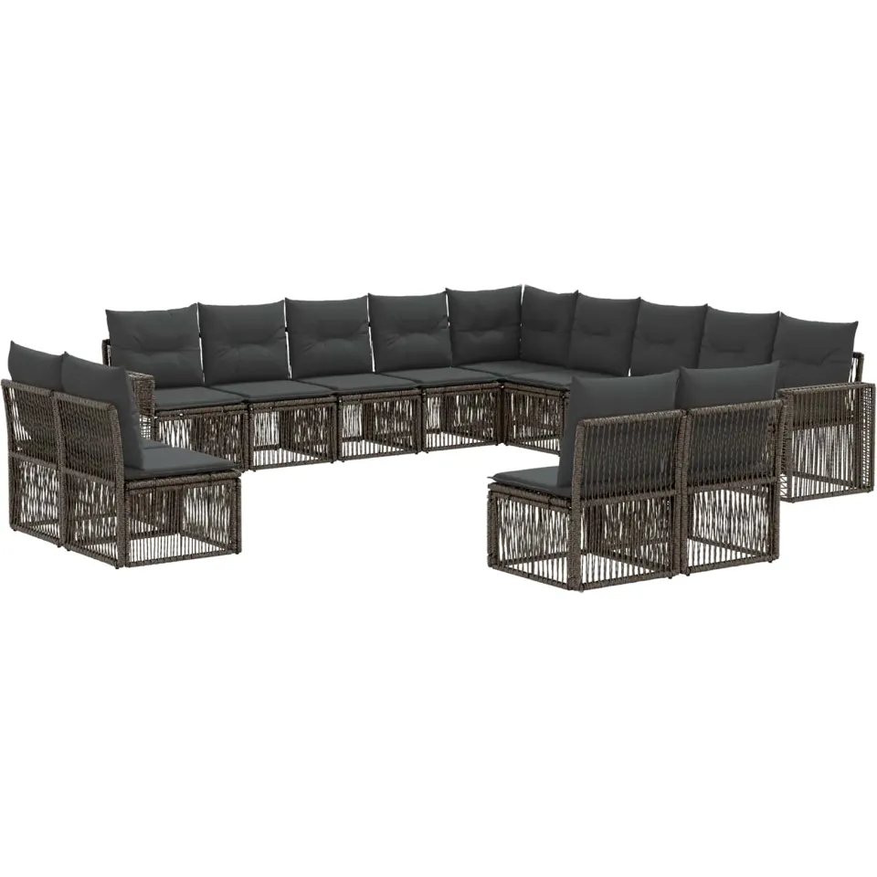 vidaXL Tuinbankenset 13 st 13-zits Grijs en Donkergrijs poly rattan, foto 3
