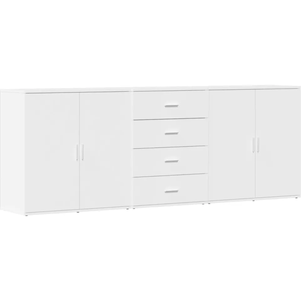 vidaXL Dressoirs 3 st bewerkt hout wit