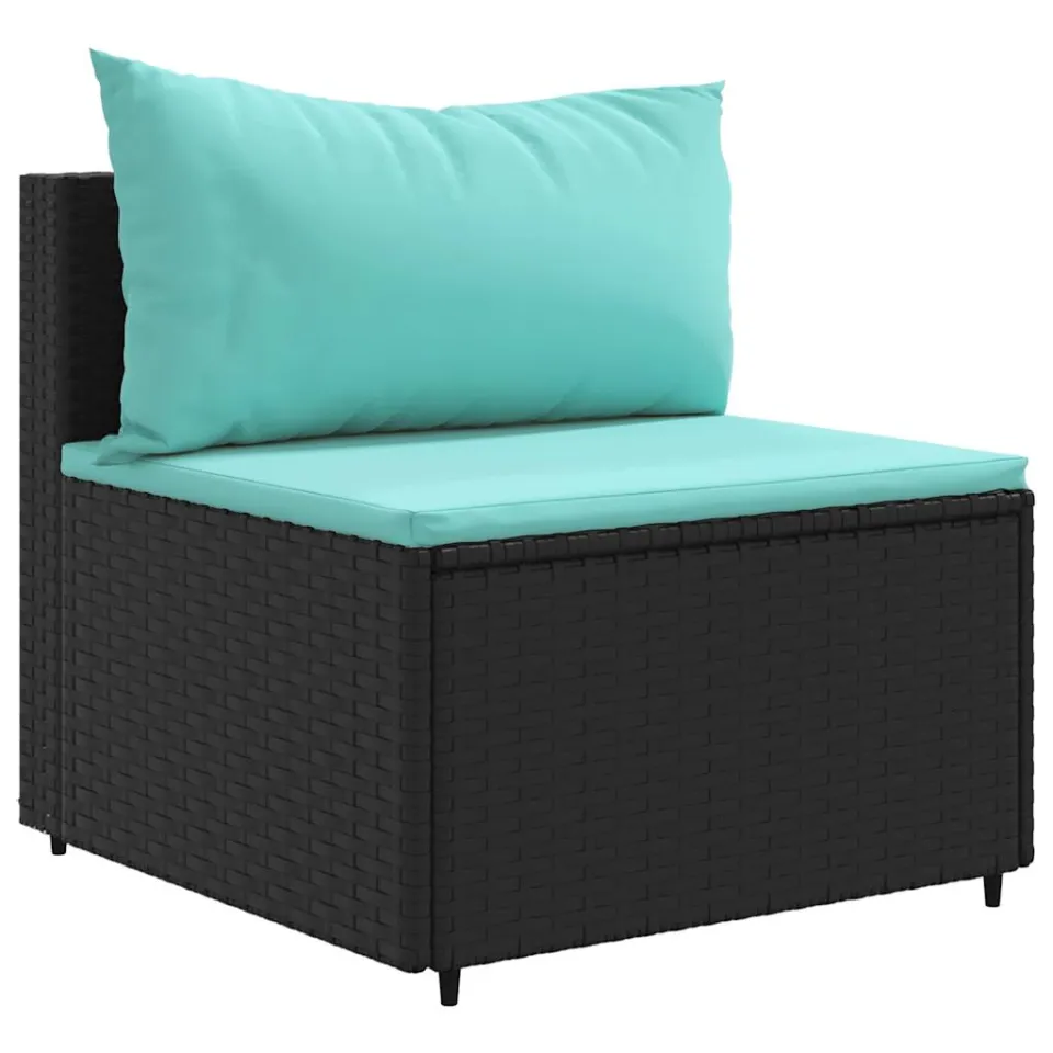 vidaXL 7-delige Loungeset met kussens poly rattan zwart, foto 4