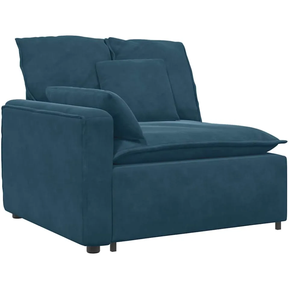 vidaXL Modulaire bank met voetenbank en kussens fluweel blauw, foto 3