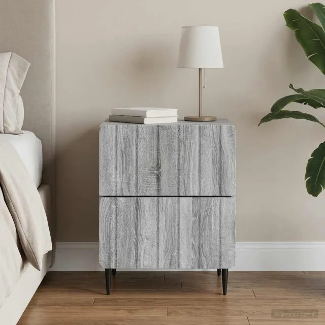 vidaXL Nachtkastje Grijs sonoma 43 x 34,5 x 49,5 cm Bewerkt hout, foto 2
