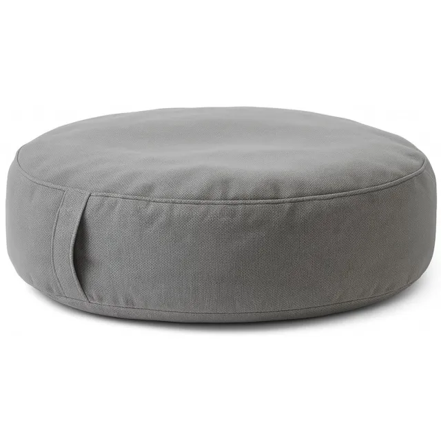 Gusta Opblaasbare Poef Ø 60 × 20 cm – Grijs – Draagvermogen 100 kg – Ultralicht (500 g) – Geschikt voor Binnen, Terras & Tuin