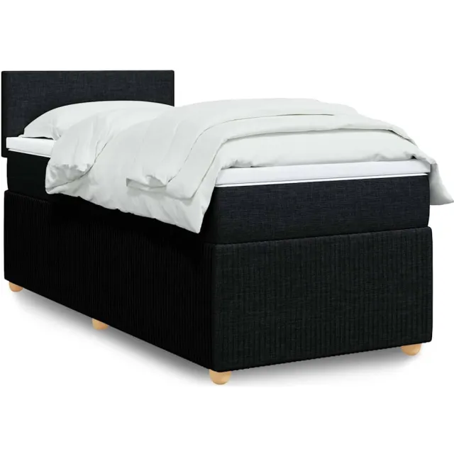 vidaXL Boxspring met matras stof zwart 80x200 cm