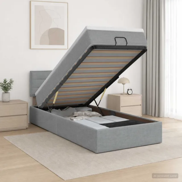 vidaXL Ottoman bed met matras Lichtgrijs 100 x 200 cm Stof