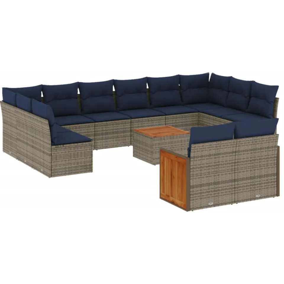 vidaXL 12-delige tuinbankset met kussens, grijs polyrotan, foto 4
