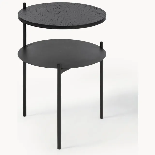 noo.ma Ronde houten bijzettafel Tu Zwart