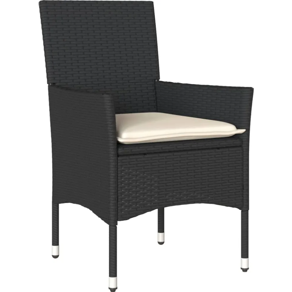 vidaXL 9-delige Tuinset met kussens poly rattan en glas zwart