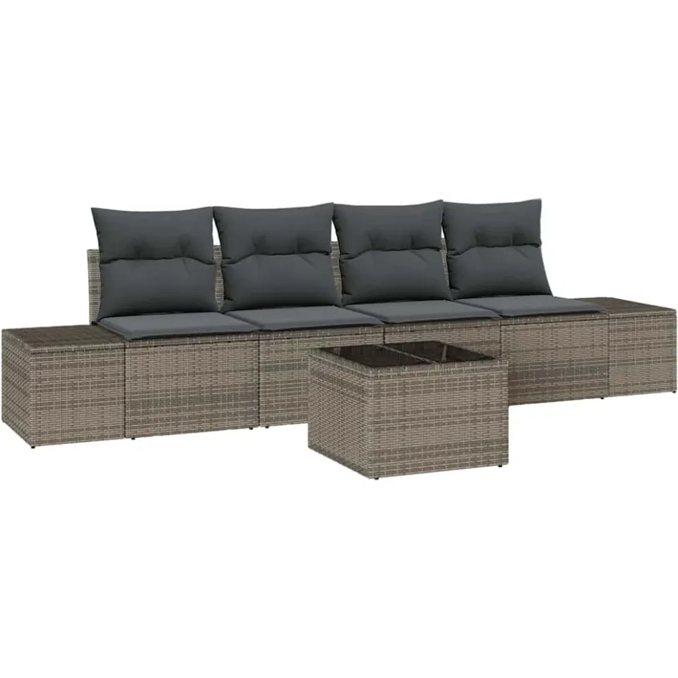 vidaXL Tuin Sofa Set 5 st Grijs poly rattan